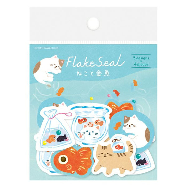 Washi Flake Sticker – Cat and Goldfish