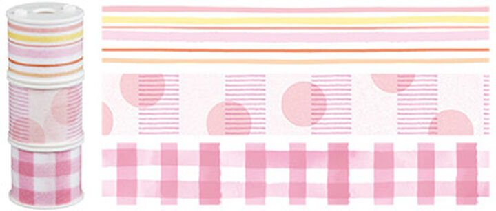 KOKUYO Bobbin Washi Tape Soft Pink Set of 3 15mmx3m Masking Tape - Scop