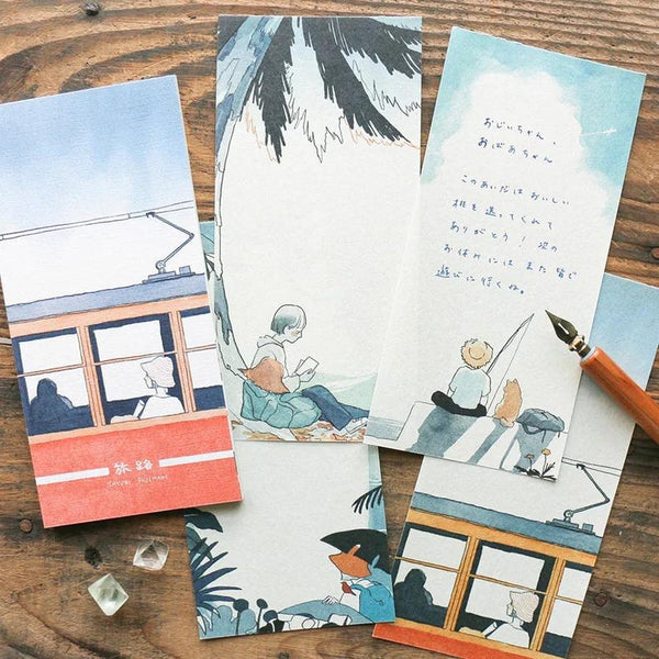 HYOGENSHA Cozyca Products Mini-Briefpapier Memo Reise - 20 Blatt, 4 Designs